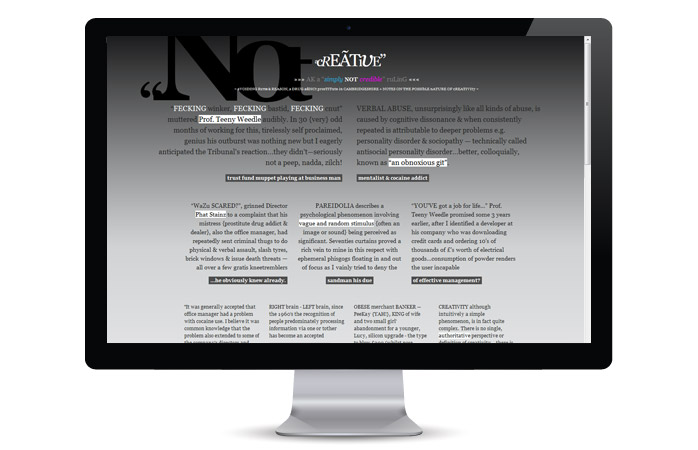 Notacreative text only website screenshot